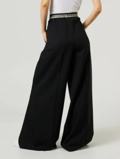 Wide-Leg-Stoffhose Schwarz