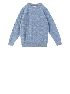 Woll-Baumwollpullover Blau