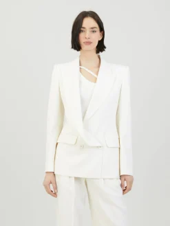 Wollblazer mit Schulterpolster Crème