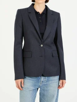 Wollblazer mit Schulterpolster Marineblau