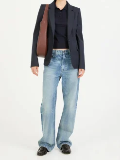 Wollblazer mit Schulterpolster Marineblau