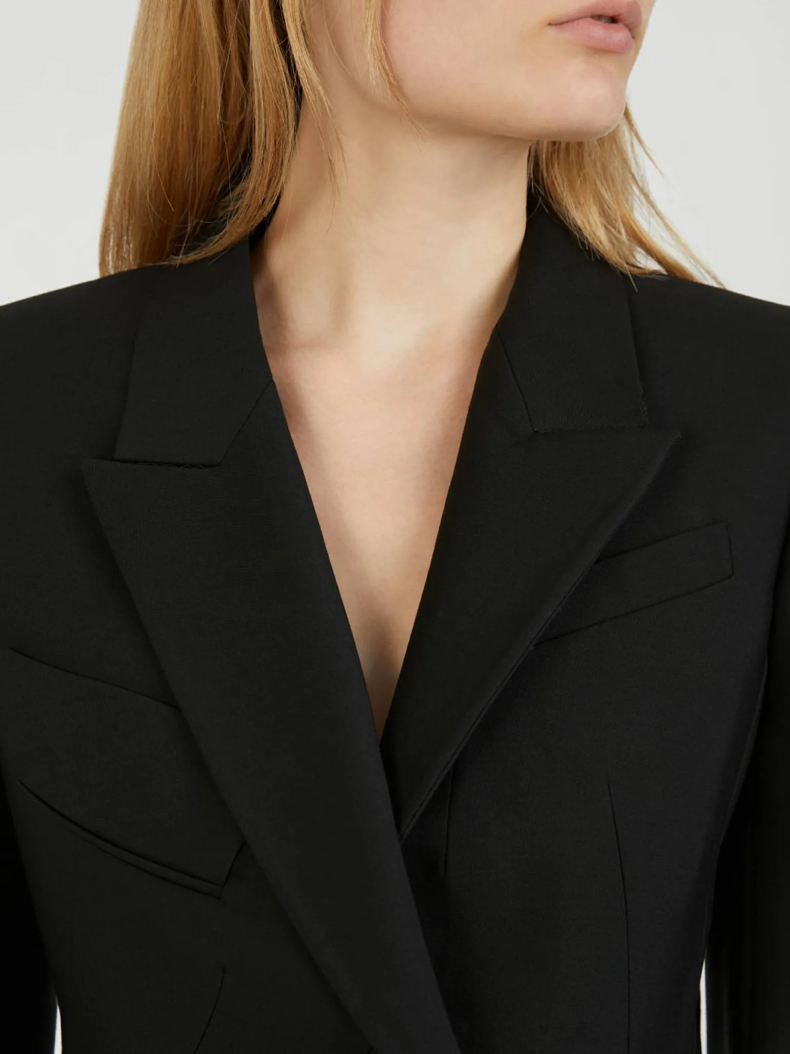 Wollblazer mit Schulterpolstern Schwarz