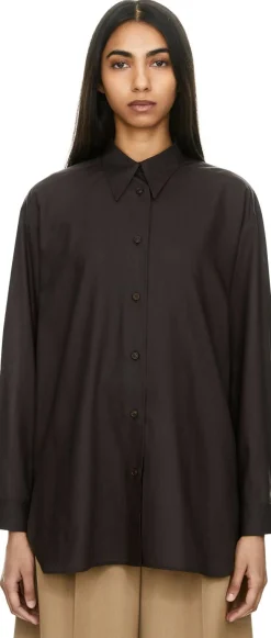 Wollbluse 'Voile' Dunkelbraun