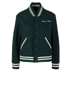 Wollbomberjacke im College-Stil Grün