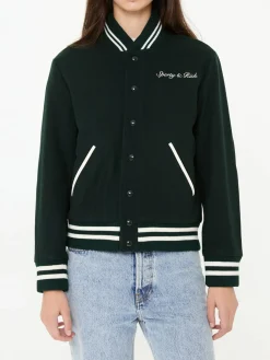 Wollbomberjacke im College-Stil Grün