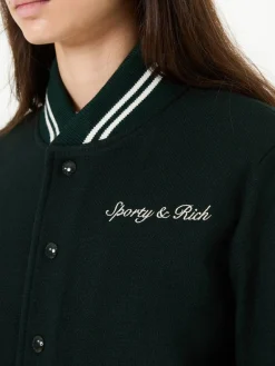Wollbomberjacke im College-Stil Grün