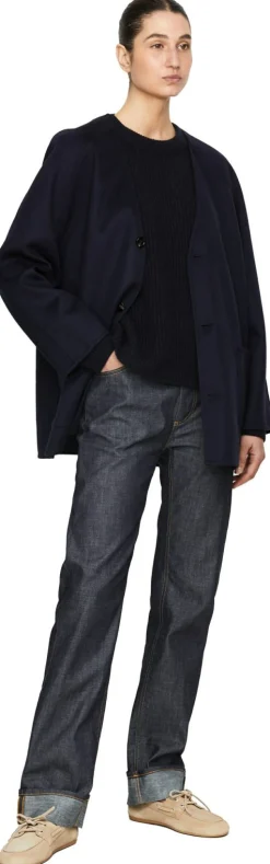 Woll-Cashmere Doubleface-Jacke Marineblau