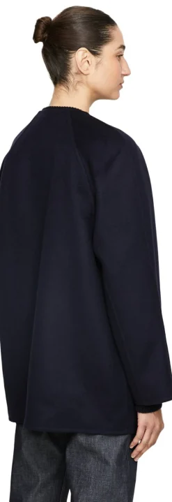 Woll-Cashmere Doubleface-Jacke Marineblau