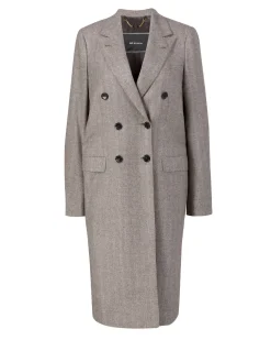 Woll-Cashmere-Mantel mit Fischgrätmuster Braun