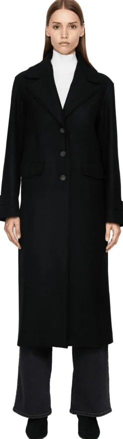 Woll-Cashmere-Mantel Schwarz