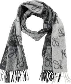 Woll-Cashmere-Schal mit Schachbrettmuster Grau