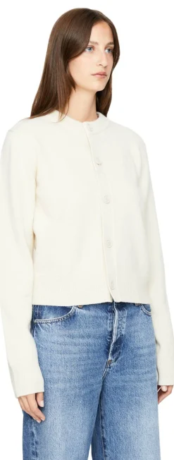 Woll-Cashmere-Strickjacke Crème