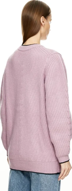 Woll-Cashmere-Strickjacke mit Logo Violett