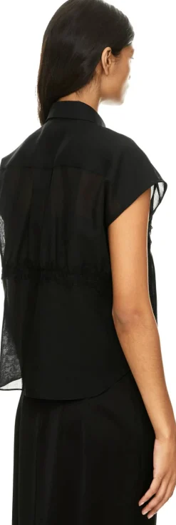 Wollhemd mit Spitze und Organza Schwarz
