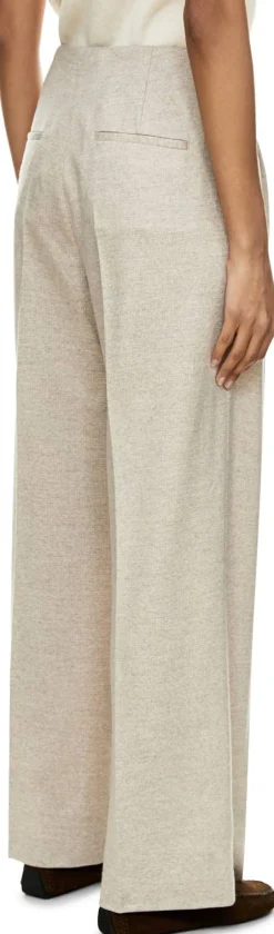 Wollhose 'Lainie Pepita' mit Bundfalten Alabaster/Taupe