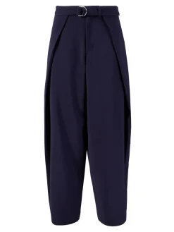 Wollhose mit Gürtel Marineblau