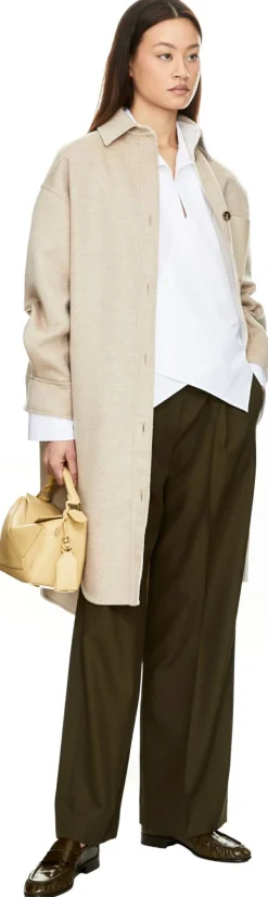 Wollhose mit LOEWE geprägten Lederbund Khaki