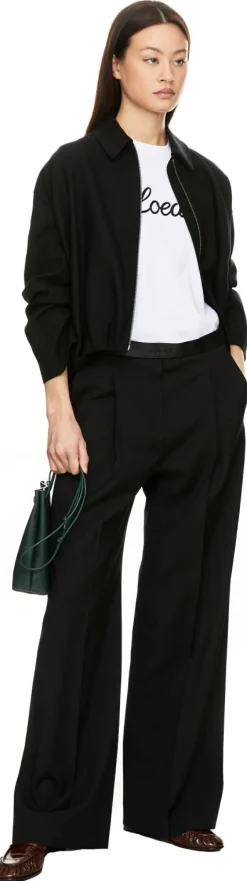 Wollhose mit LOEWE geprägten Lederbund Schwarz