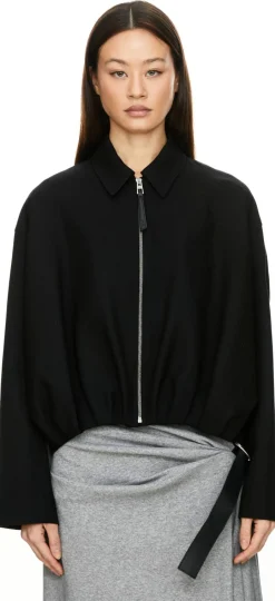 Wolljacke 'Draped' Schwarz