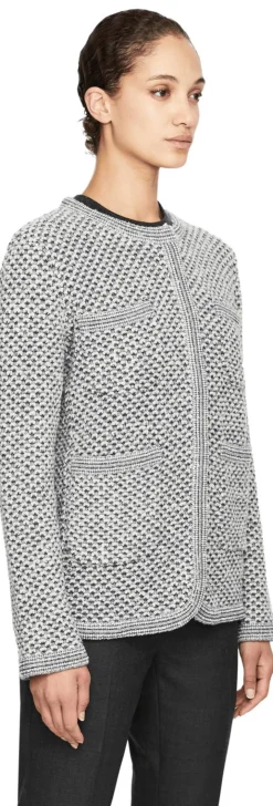 Wolljacke Grau/Weiß