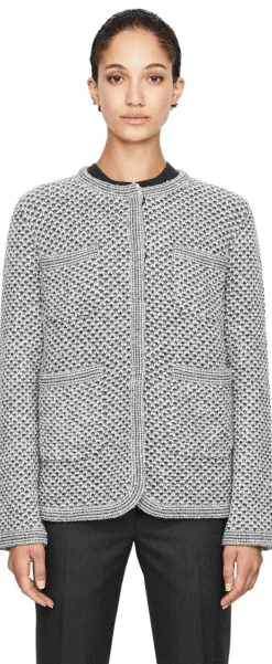 Wolljacke Grau/Weiß