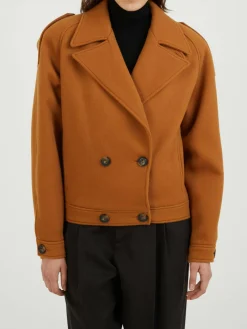 Wolljacke im Bikerstil Cognac