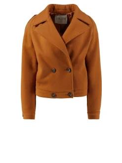 Wolljacke im Bikerstil Cognac