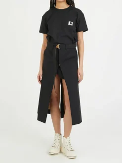 Wollkleid im Zweiteiler-Look 'Sacai X Carhartt' Schwarz