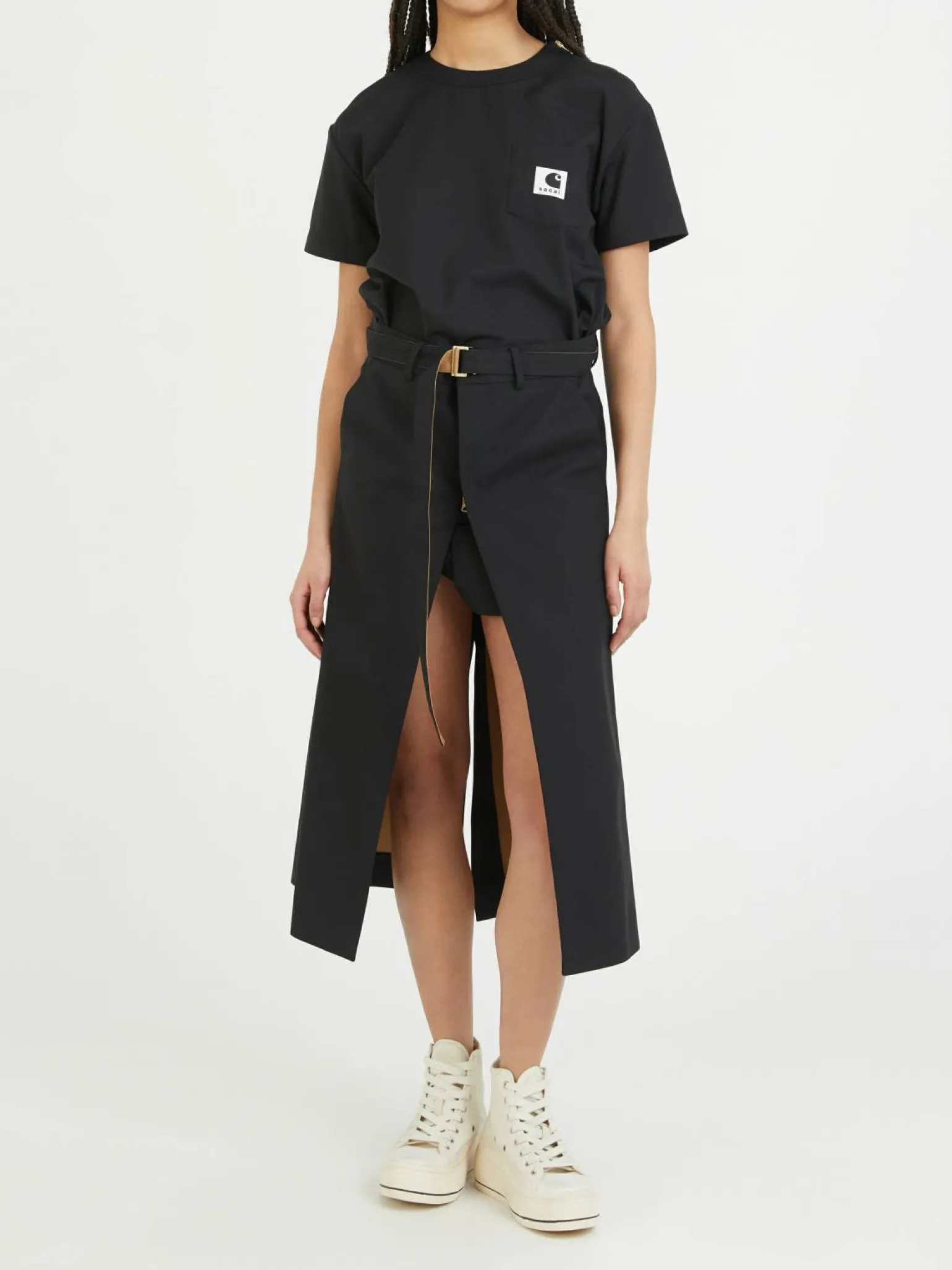 Wollkleid im Zweiteiler-Look 'Sacai X Carhartt' Schwarz