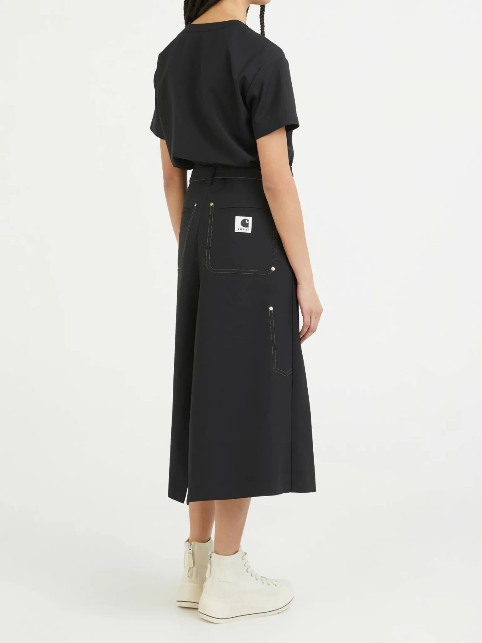 Wollkleid im Zweiteiler-Look 'Sacai X Carhartt' Schwarz