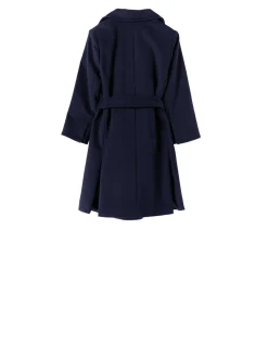 Wollmantel mit Bindegürtel Marineblau
