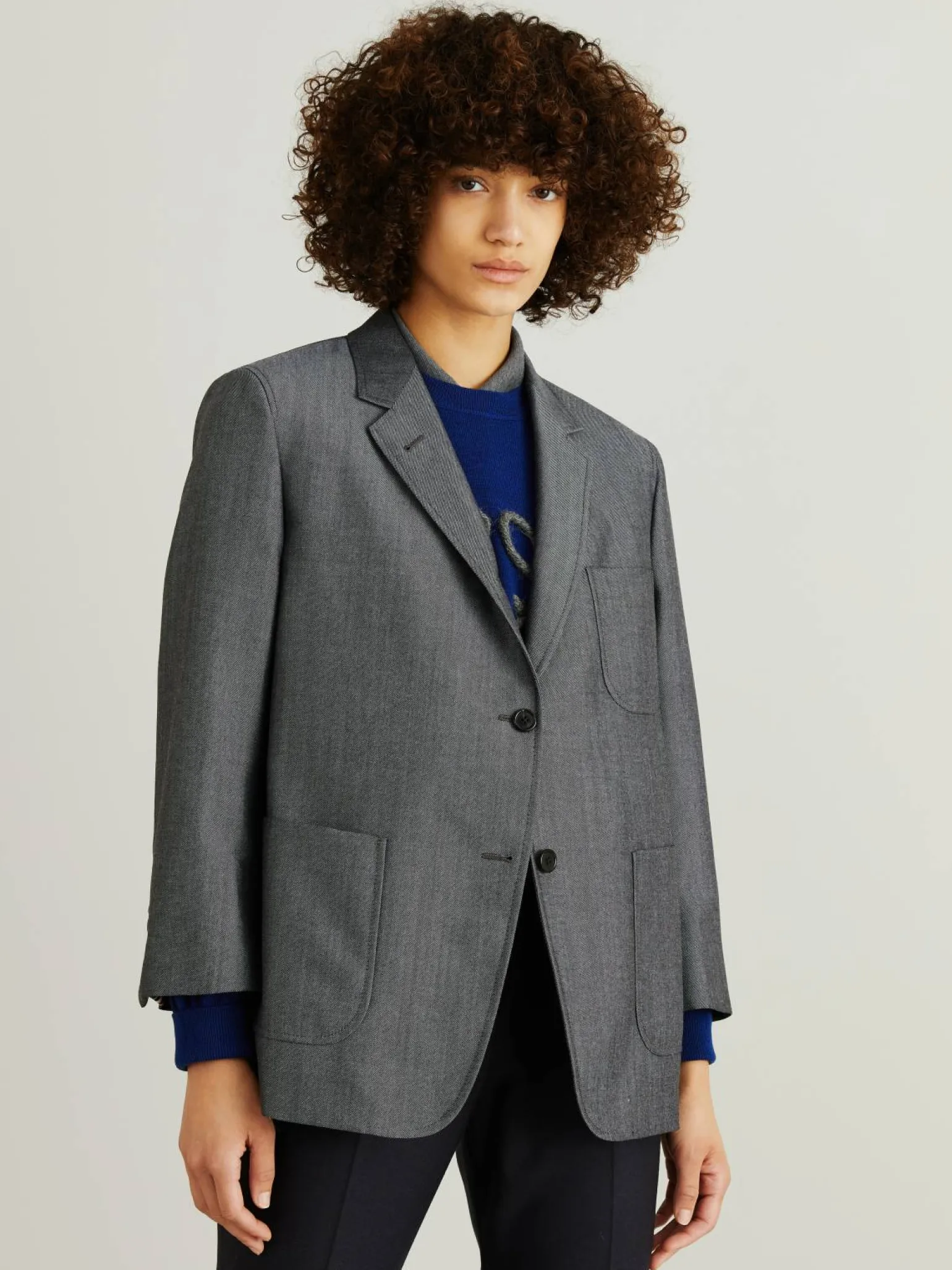 Woll-Mohair-Blazer 'Sack Jacket' Grau