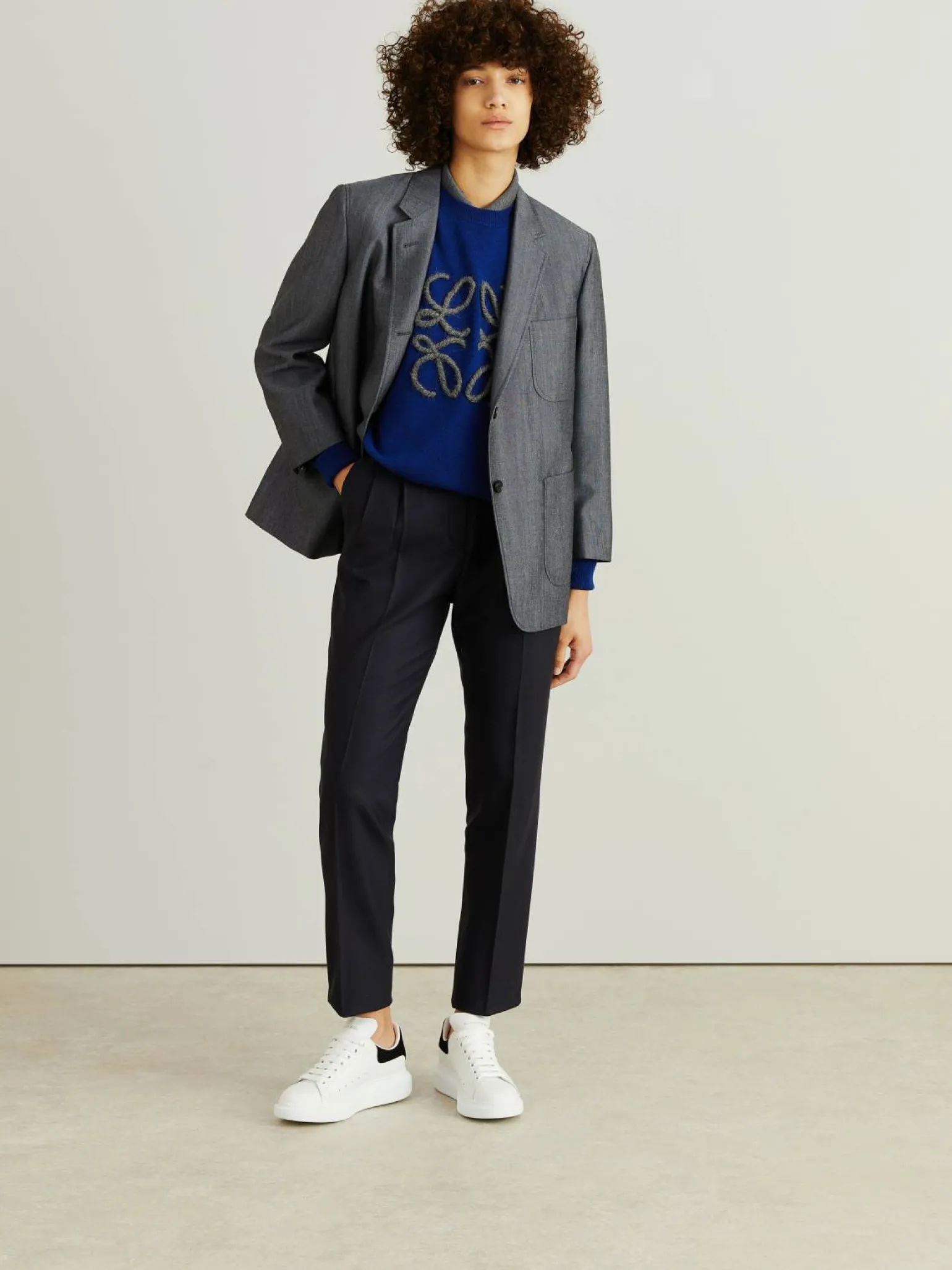 Woll-Mohair-Blazer 'Sack Jacket' Grau