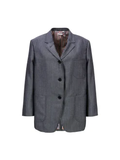 Woll-Mohair-Blazer 'Sack Jacket' Grau