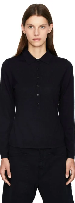 Woll-Polo-Pullover Marineblau