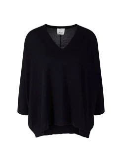 Wollpullover mit V-Ausschnitt Marineblau