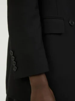 Woll-Seidenblazer mit Schulterpolstern 'Myriam' Schwarz