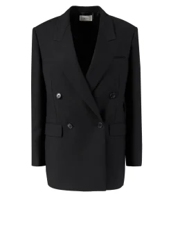 Woll-Seidenblazer mit Schulterpolstern 'Myriam' Schwarz