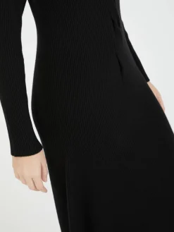 Woll-Seiden-Cashmere-Maxikleid Schwarz