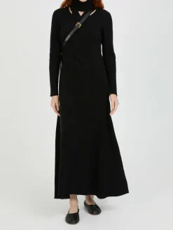 Woll-Seiden-Cashmere-Maxikleid Schwarz