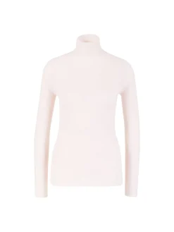 Woll-Seidenpullover mit Rollkragen Rosé