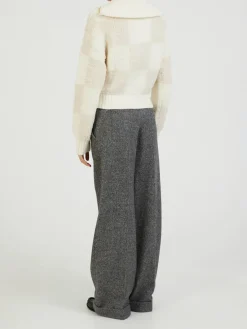 Wollstrickjacke aus Bouclè Crème