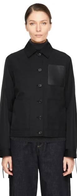 Workwear Jacke mit Ledertasche Schwarz