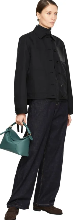 Workwear Jacke mit Ledertasche Schwarz