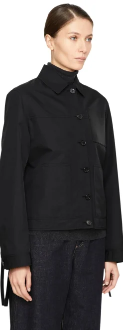 Workwear Jacke mit Ledertasche Schwarz