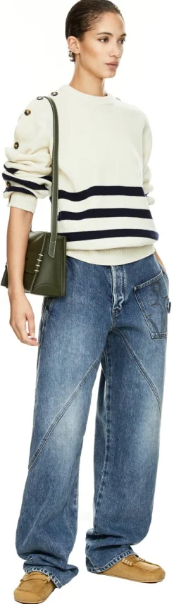 Workwear-Jeans mit Twist-Effekt Mittelblau