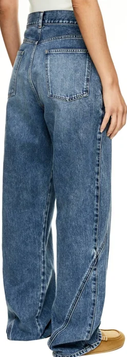 Workwear-Jeans mit Twist-Effekt Mittelblau
