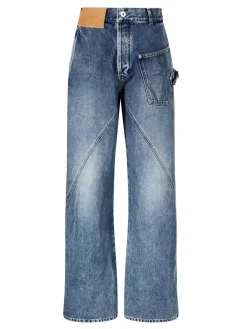 Workwear-Jeans mit Twist-Effekt Mittelblau