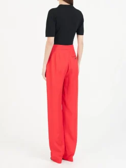Zigarettenhose mit hohem Bund Rot