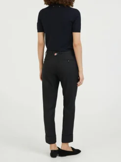 Zigarettenhose mit niedrigem Bund Schwarz